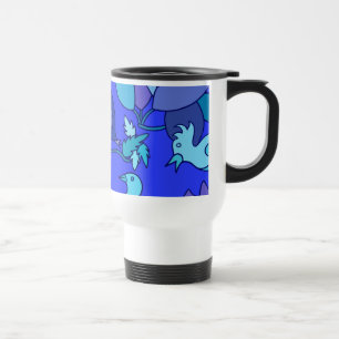 Caneca Térmica Aves Azuis