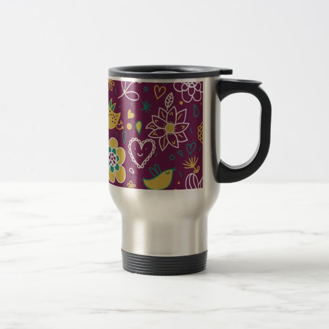 Caneca Térmica Aves e Flores de Vinho (Direita)