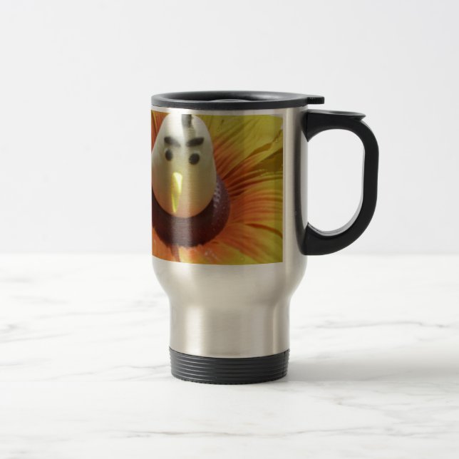 Caneca Térmica Aves Esculpidas na Impressão de Arte de Girassol (Direita)