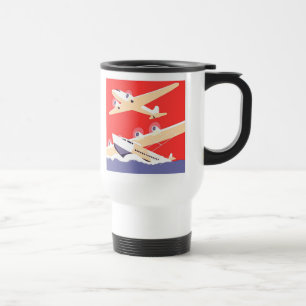 Caneca Térmica Aviões propulsores Poster Art Vintage