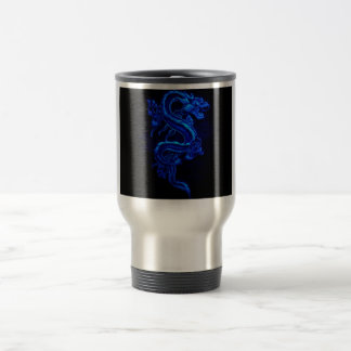 Caneca Térmica azul-dragão-preto-fogo
