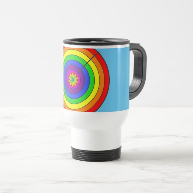 Caneca Térmica Azul e arco-íris (Frente Esquerda)