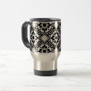 CANECA TÉRMICA AZULEJO BRANCO E NEGRO MODERNO DE EXPLORAÇÃO