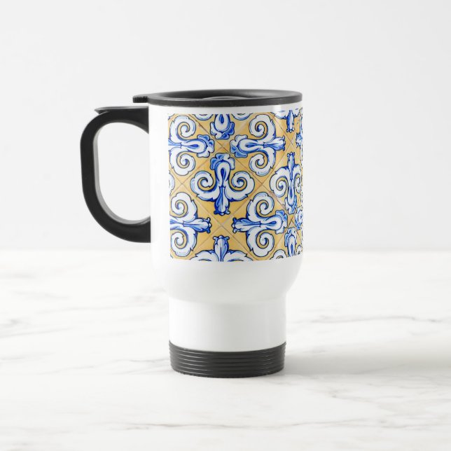 Caneca Térmica Azulejos Espanhóis - Azulejo Azul, Amarelo e Branc (Esquerda)