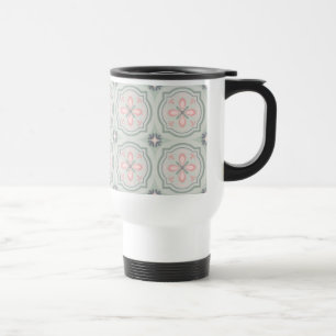 Caneca Térmica Azulejos Florais Verde Pastel