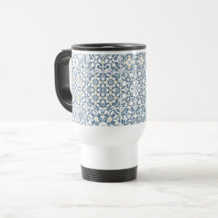 Caneca Térmica Azulejos Mediterrâneos, Marroquinos, Maiolica, Azu