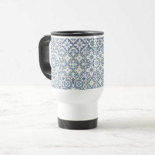 Caneca Térmica Azulejos Mediterrâneos, Marroquinos, Maiolica, Azu