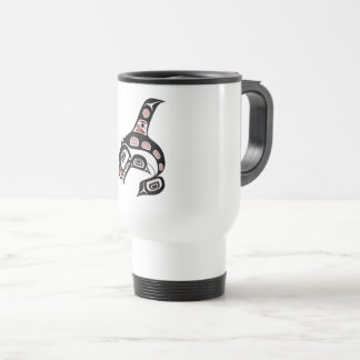 Caneca Térmica Baleia Assassina de Arte Negra Nativa Americana