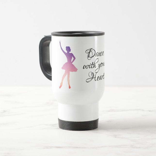 Caneca Térmica Ballerina dança silhueta rosa púrpura rosa (Frente Esquerda)