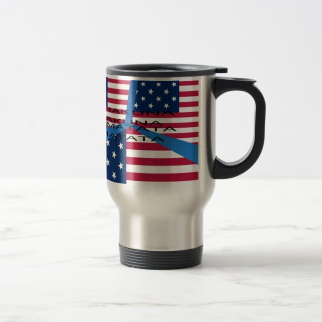 Caneca Térmica Bandeira Americana com Hakuna Matata: Design Patri (Direita)