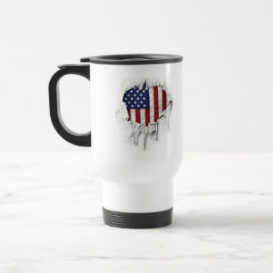 Caneca Térmica Bandeira Americana Destruída, Rasgada e Rasgada