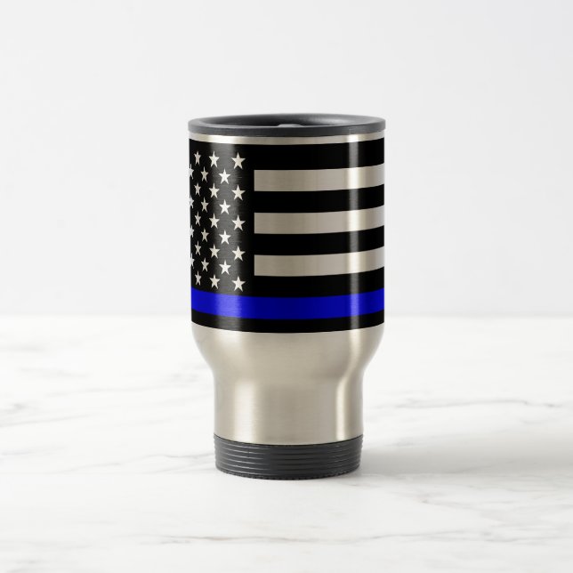 Caneca Térmica Bandeira americana fina de Blue Line preto e (Centro)