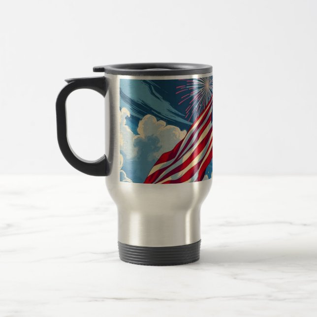 Caneca Térmica Bandeira Americana Patriótica com Fireworks - 4 de (Esquerda)