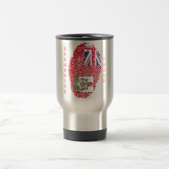 Caneca Térmica Bandeira bermudense da impressão digital do toque (Centro)