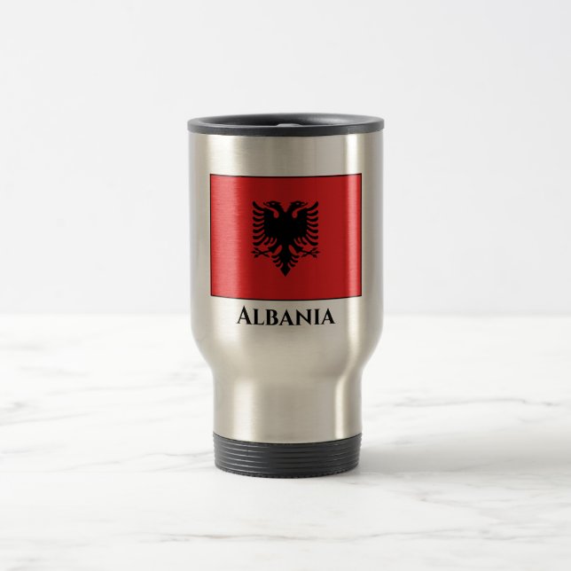 Caneca Térmica Bandeira da Albânia (Albânia) (Centro)