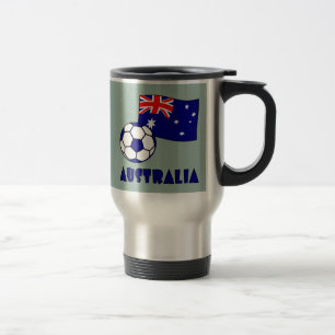 Caneca Térmica Bandeira da Bola de Futebol Australiana Azul Fundo