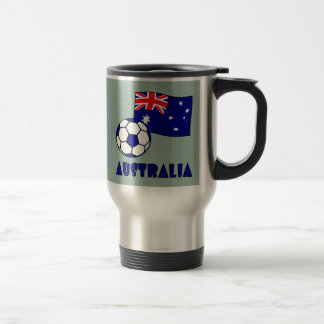 Caneca Térmica Bandeira da Bola de Futebol Australiana Azul Fundo