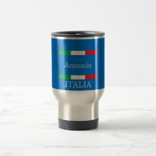 Caneca Térmica Bandeira da Itália no oceano azul azure com seu n