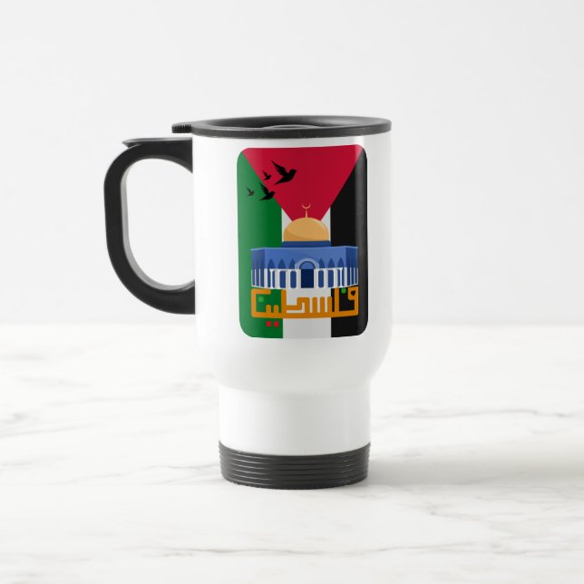 Caneca Térmica Bandeira da Palestina com texto em árabe (Esquerda)