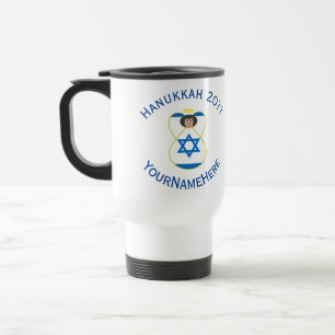 Caneca Térmica Bandeira de Hanukkah do Anjo Israelense Personaliz