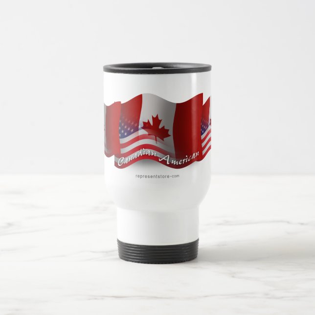 Caneca Térmica Bandeira de ondulação Canadense-Americana (Centro)