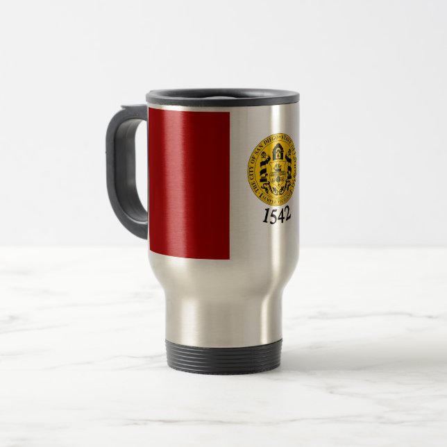 Caneca Térmica Bandeira de San Diego, Califórnia (Frente Esquerda)