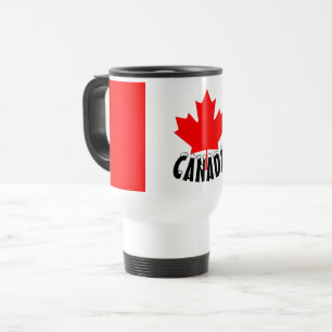 Caneca Térmica Bandeira do Canadá Folha de Bordo Vermelho Brilhan
