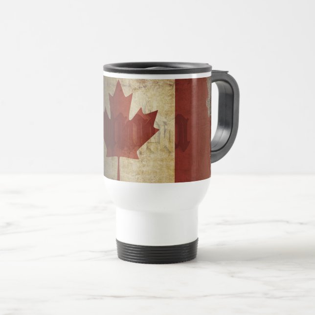 Caneca Térmica Bandeira do Canadá / Grunge... (Frente Esquerda)