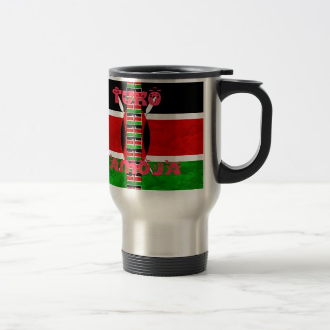 Caneca Térmica Bandeira do Quênia: Tuko Pamoja - Design de Arte U (Direita)