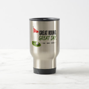 Caneca Térmica Bandeira Vermelha de Golfe Tipografia de Design de