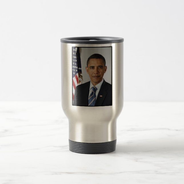 Caneca Térmica Barack Obama Presidente dos EUA Casa Branca Retrat (Centro)