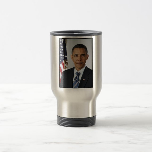 Caneca Térmica Barack Obama Presidente dos EUA Casa Branca Retrat (Centro)