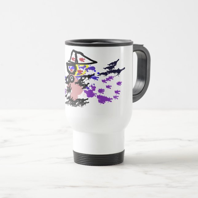 Caneca Térmica Barco de verão e peixe  (Frente Esquerda)