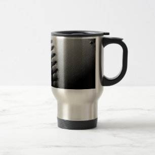 Caneca Térmica Basebol Preto e Branco Fechado