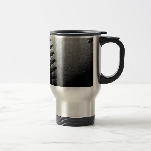 Caneca Térmica Basebol Preto e Branco Fechado (Direita)