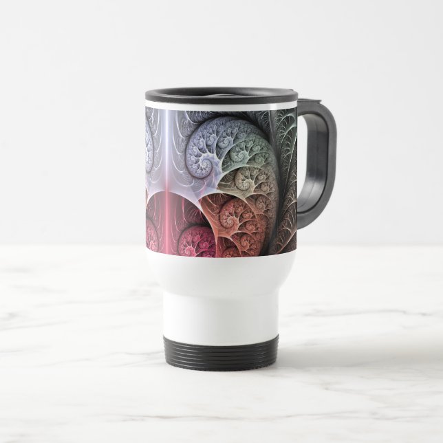 Caneca Térmica Batida cardíaca, Abstrato Surreal Fantasy Arte Fra (Frente Esquerda)