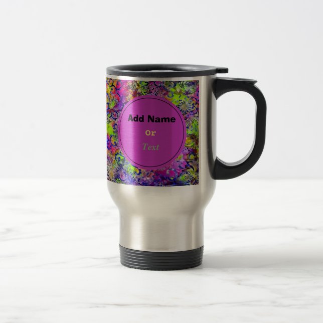 Caneca Térmica Batik Étnico Cute Purple Verde Bali Personalizado (Direita)