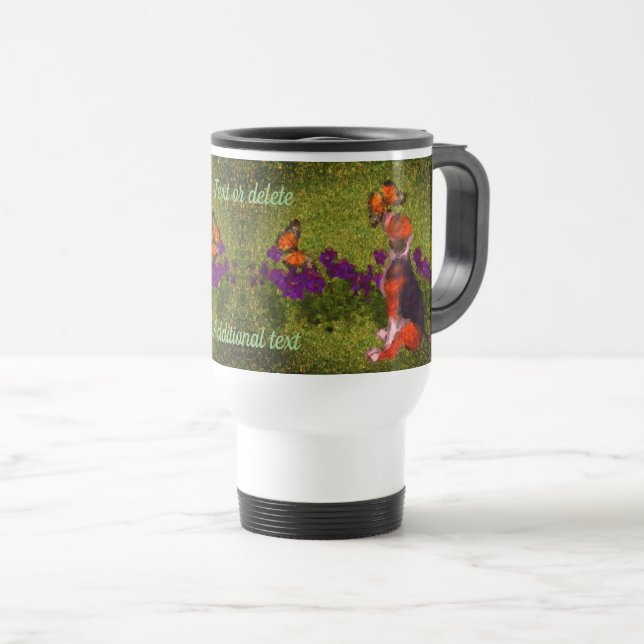 Caneca Térmica Beagle Puppy Butterflies Dog Art Personalizado (Frente Esquerda)