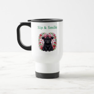 Caneca Térmica Bebê Fofo de Vaca das Terras Altas com Laço Floral