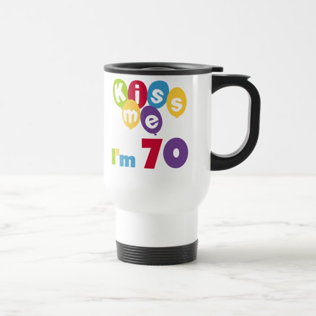 Caneca Térmica Beije-me, tenho 70 t-shirts e presentes (Direita)
