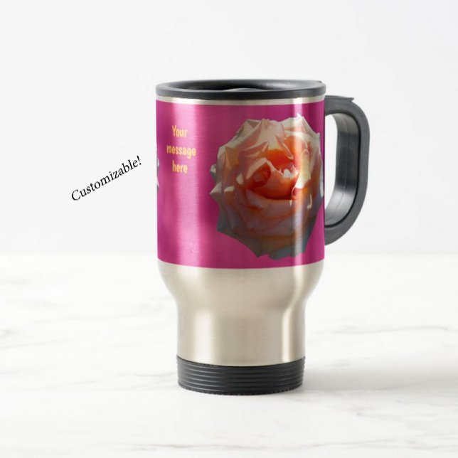 Caneca Térmica Beijo de Rosa Personalizável (Criador carregado)