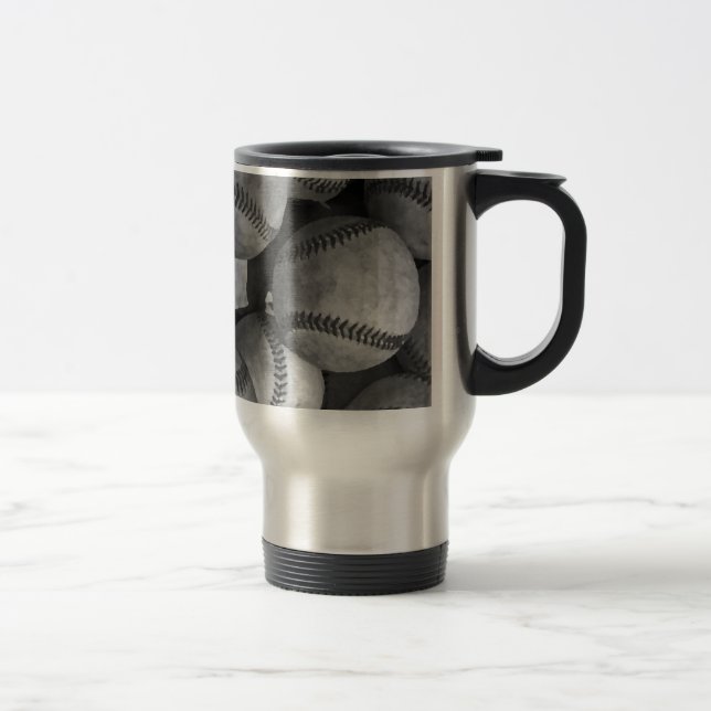Caneca Térmica Beisebol Preto e Branco (Direita)
