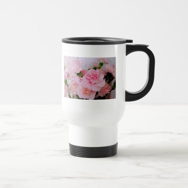 Caneca Térmica belas flores de cravo rosa (Direita)