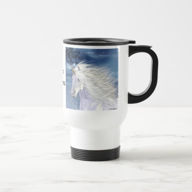 Caneca Térmica Beleza do branco do unicórnio (Direita)