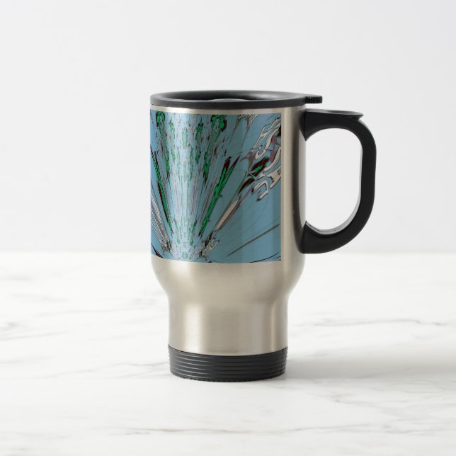 Caneca Térmica Belo Aqua Azul Azul Incrível Arte Floral (Direita)