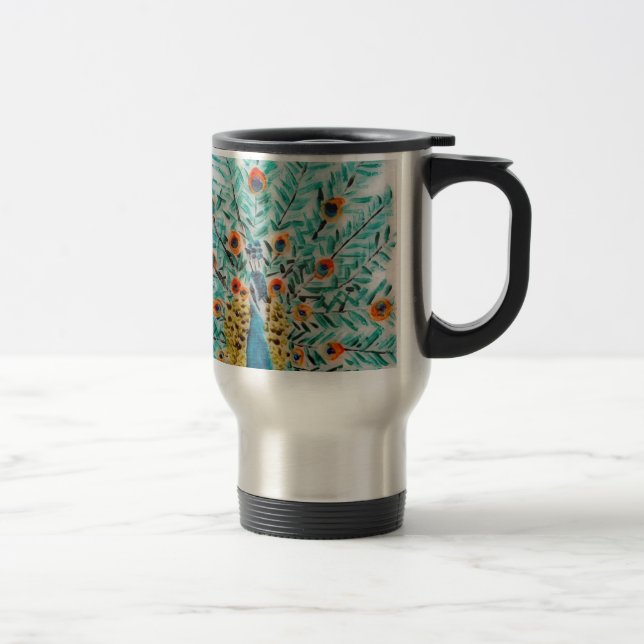 Caneca Térmica Belo Peafowl Emerald Green Turquoise Peacock (Direita)