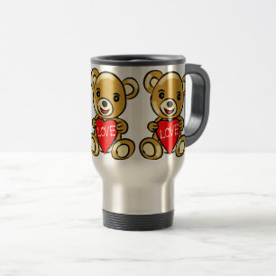 Caneca Térmica Belo Urso de Teddy Segurando Coração com Amor - Ad