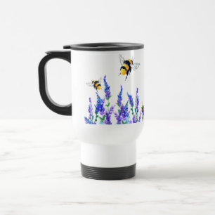 Caneca Térmica Belos Flores de primavera e Abelhas Voando  