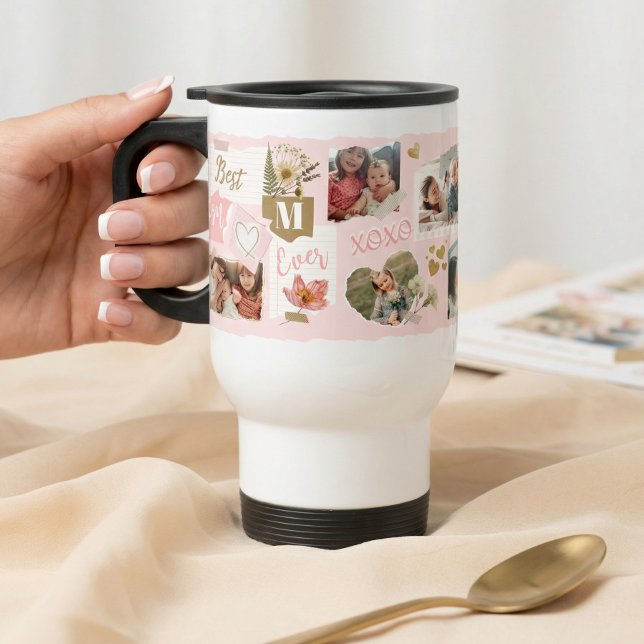 Caneca Térmica Best Mom Ever Scrapbook Photo Collage Gift for Mom (Best Mom Ever Scrapbook Photo Collage Gift for Mom Travel Mug)