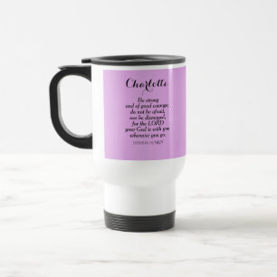 Caneca Térmica Bíblia de Coragem Roxa Claro Nome Personalizado Ve